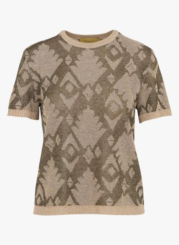 Straight round neck sweater in printed knit MOMONI Green